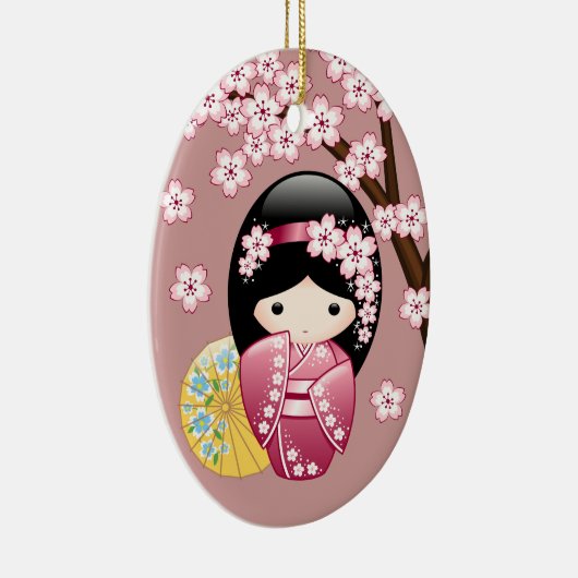 Spring Kokeshi Doll - Niedliches japanisches Geish Keramik Ornament (Rechts)