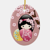 Spring Kokeshi Doll - Niedliches japanisches Geish Keramik Ornament (Vorne)