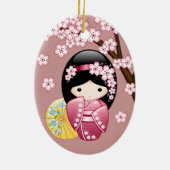 Spring Kokeshi Doll - Niedliches japanisches Geish Keramik Ornament (Hinten)