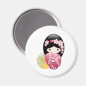 Spring Kokeshi Doll - Niedliches japanisches Geish Magnet (Vorderseite/Rückseite)