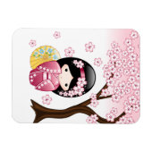 Spring Kokeshi Doll - Niedliches japanisches Geish Magnet (Horizontal)