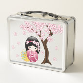 Spring Kokeshi Doll - Niedliches japanisches Geish Metall Brotdose (Rückseite)