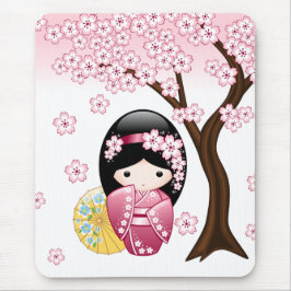 Spring Kokeshi Doll - Niedliches japanisches Geish Mousepad