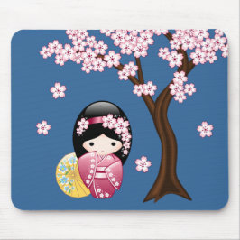Spring Kokeshi Doll - Niedliches japanisches Geish Mousepad