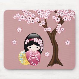 Spring Kokeshi Doll - Niedliches japanisches Geish Mousepad