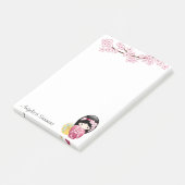 Spring Kokeshi Doll - Niedliches japanisches Geish Post-it Klebezettel (angewinkelt)