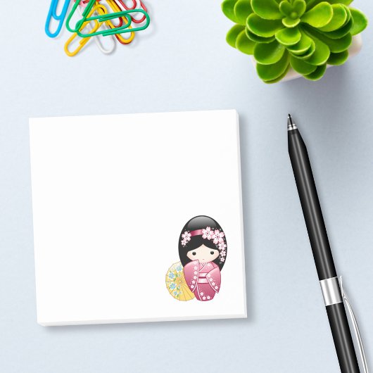 Spring Kokeshi Doll - Niedliches japanisches Geish Post-it Klebezettel