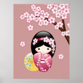 Spring Kokeshi Doll - Niedliches japanisches Geish Poster (Vorne)