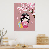 Spring Kokeshi Doll - Niedliches japanisches Geish Poster (Küche)