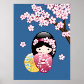 Spring Kokeshi Doll - Niedliches japanisches Geish Poster (Vorne)
