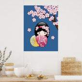 Spring Kokeshi Doll - Niedliches japanisches Geish Poster (Küche)