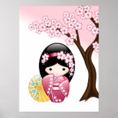 Spring Kokeshi Doll - Niedliches japanisches Geish Poster (Vorne)