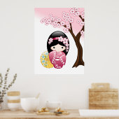 Spring Kokeshi Doll - Niedliches japanisches Geish Poster (Küche)