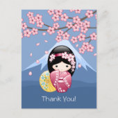 Spring Kokeshi Doll - Niedliches japanisches Geish Postkarte (Vorderseite)