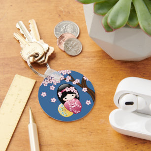 Spring Kokeshi Doll - Niedliches japanisches Geish Schlüsselanhänger