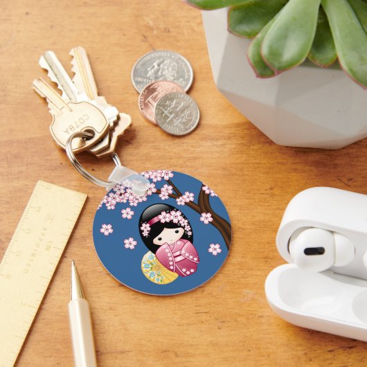 Spring Kokeshi Doll - Niedliches japanisches Geish Schlüsselanhänger (Schreibtisch)