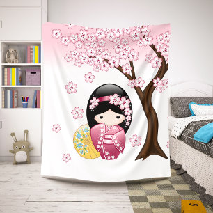Spring Kokeshi Doll - Niedliches japanisches Geish Sherpadecke