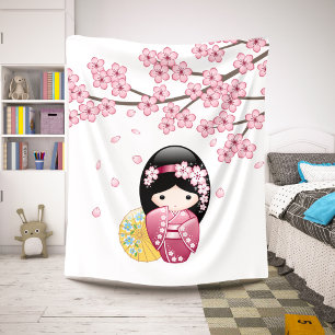 Spring Kokeshi Doll - Niedliches japanisches Geish Sherpadecke