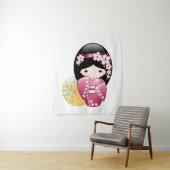 Spring Kokeshi Doll - Niedliches japanisches Geish Wandteppich (Beispiel)