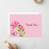 Spring Ladybug Butterfly Flat Danke, dass ihr Kart Mitteilungskarte (Vorderseite/Rückseite Beispiel)