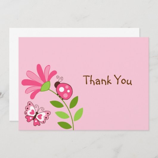 Spring Ladybug Butterfly Flat Danke, dass ihr Kart Mitteilungskarte (Vorne/Hinten)