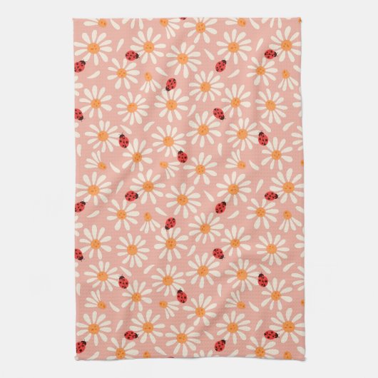 Spring Ladybugs and Daisies Geschirrtuch (Vertikal)