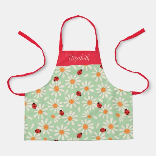 Spring Ladybugs and Daisies Personalized Kids Schürze (Vorderseite)