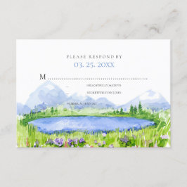 Spring Lakeside Mountain Meadow Wedding RSVP © Karte