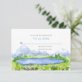 Spring Lakeside Mountain Meadow Wedding RSVP © Karte (Stehend Vorderseite)