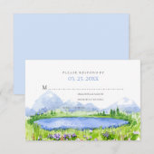 Spring Lakeside Mountain Meadow Wedding RSVP © Karte (Vorne/Hinten)