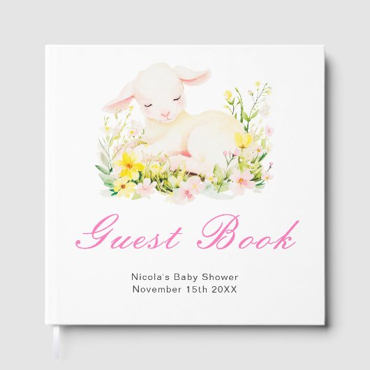 Spring Lamb Baby Shower Guest Book Gästebuch (Vorderseite)
