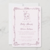 Spring Lamb Cute Doodle Pink Girl Baby Shower Einladung (Vorderseite)