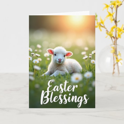 Spring Lamb Easter Blessings Card Karte (Gelbe Blume)