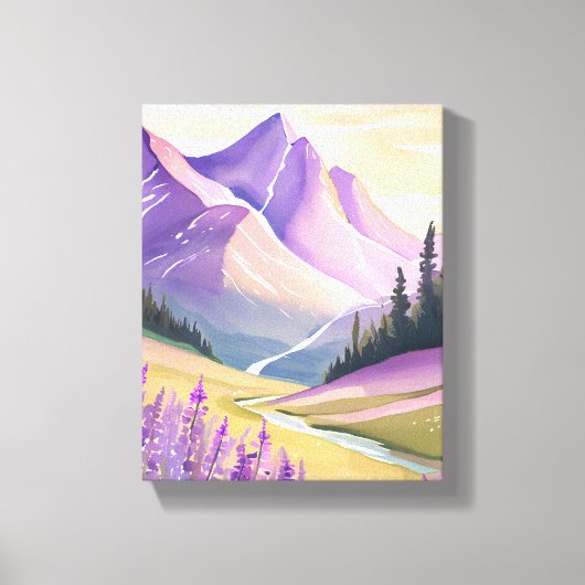 Spring Lavendel | Glacier Nationalpark Watercolor Leinwanddruck (Vorderseite)