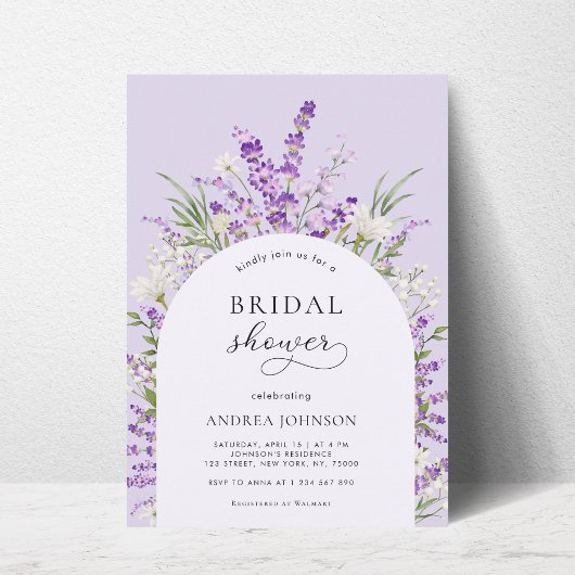 Spring Lavender Floral Arch Lila Brautparty Einladung