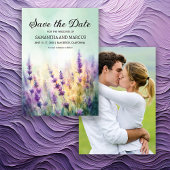 Spring Lavender Floral Wedding Foto Rett Datum Save The Date