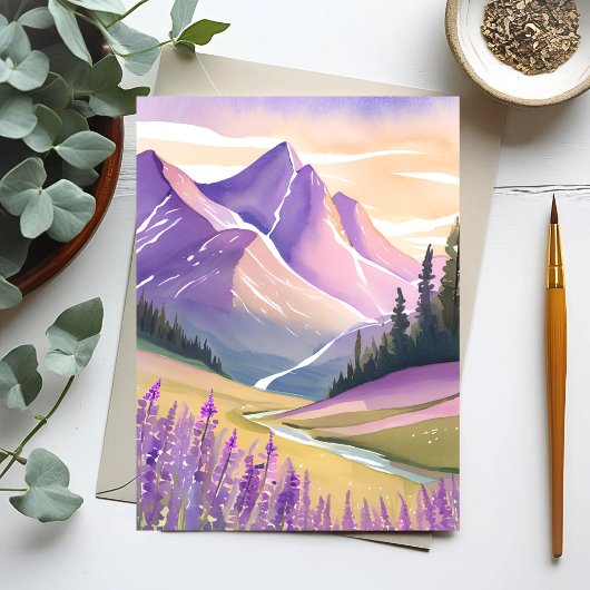 Spring Lavender | Glacier National Park Watercolor Postkarte