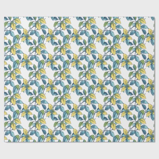 Spring Leaves Botanical Wrapping Paper Geschenkpapier (Flach)