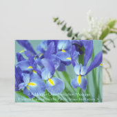 Spring Lila Irises Blume Art Foto Einladung (Stehend Vorderseite)