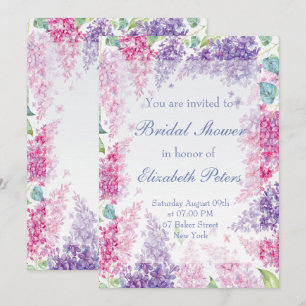 Spring Lilac Blume Blossom-Floral Brautparty Einladung
