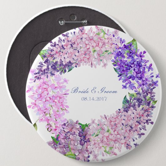 Spring Lilac Blume Blossom-Floral Wedding Button (Vorne & Hinten)