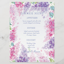 Spring Lilac Blume Blossom-Floral Wedding Menu Menükarte