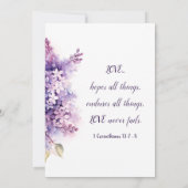 Spring Lilac Blume Christliche Bibelhochzeit Einladung (Rückseite)