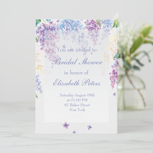 Spring Lilac Blume-Floral Wedding Brautparty Einladung (Stehend Vorderseite)