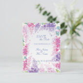 Spring Lilac Blume Floral Wedding SPEICHERN das Da Ankündigungspostkarte (Stehend Vorderseite)