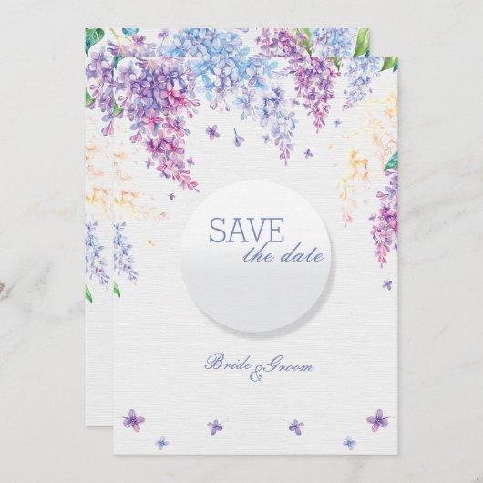 Spring Lilac Blume Floral Wedding SPEICHERN das Da Save The Date (Vorne/Hinten)