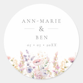 Spring Lilac Wildblumen Hochzeit Runder Aufkleber