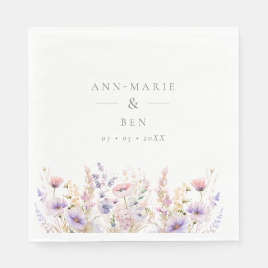 Spring Lilac Wildblumen Hochzeit Serviette (Vorderseite)