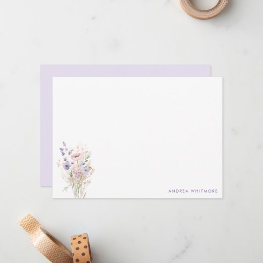 Spring Lilac Wildblumen Personalisiert Mitteilungskarte (Vorderseite/Rückseite Beispiel)