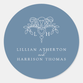 Spring Lilie Hochzeit danke Ihnen blauen Gefallen Runder Aufkleber